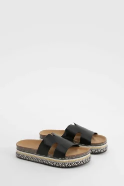 Sandals*boohoo Cut Out Detail Espadrille Sliders black