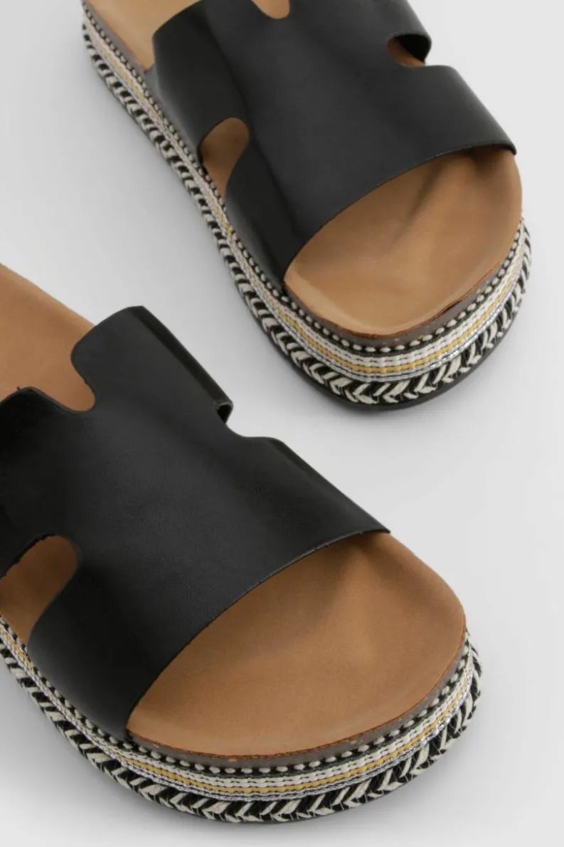 Sandals*boohoo Cut Out Detail Espadrille Sliders black