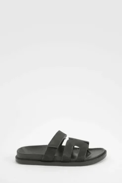 Sandals*boohoo Cut Out Detail Sliders black