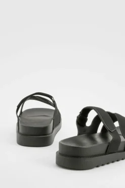 Sandals*boohoo Cut Out Detail Sliders black