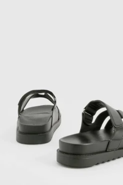 Sandals*boohoo Cut Out Detail Sliders black