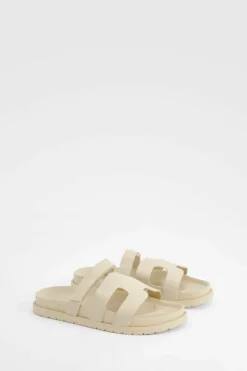 Sandals*boohoo Cut Out Detail Sliders beige