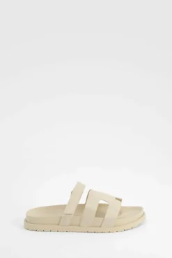 Sandals*boohoo Cut Out Detail Sliders beige