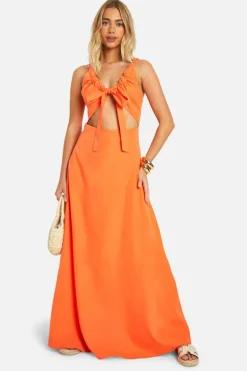 Smock Dresses*boohoo Cut Out Maxi Dress orange