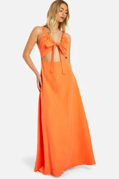 Smock Dresses*boohoo Cut Out Maxi Dress orange