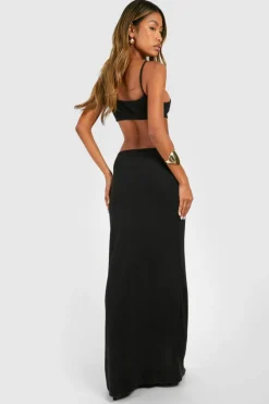 Bodycon Dresses|Maxi Dresses*boohoo Cut Out Rib Strappy Maxi Dress black