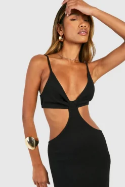 Bodycon Dresses|Maxi Dresses*boohoo Cut Out Rib Strappy Maxi Dress black