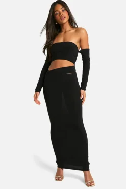 Bodycon Dresses*boohoo Cut Out Slinky Long Sleeve Maxi Dress black