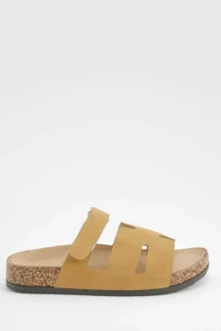 Sandals*boohoo Cut Out Strap Detail Sliders taupe