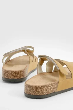 Sandals*boohoo Cut Out Strap Detail Sliders taupe