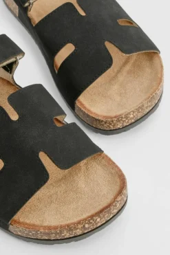 Sandals*boohoo Cut Out Strap Detail Sliders black