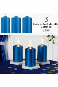 Candles & Diffusers|Candles*Deco Express Cylinder Candle Pack Of 3 Blue