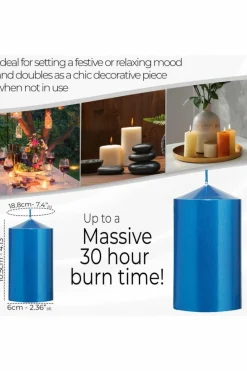 Candles & Diffusers|Candles*Deco Express Cylinder Candle Pack Of 3 Blue