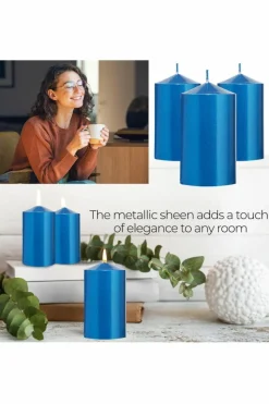 Candles & Diffusers|Candles*Deco Express Cylinder Candle Pack Of 3 Blue