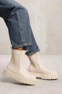 Chunky Boots|All Boots*Where's That From Daisy' Ankle Boot With Faux Fur Lining And Chunky Soles Cream