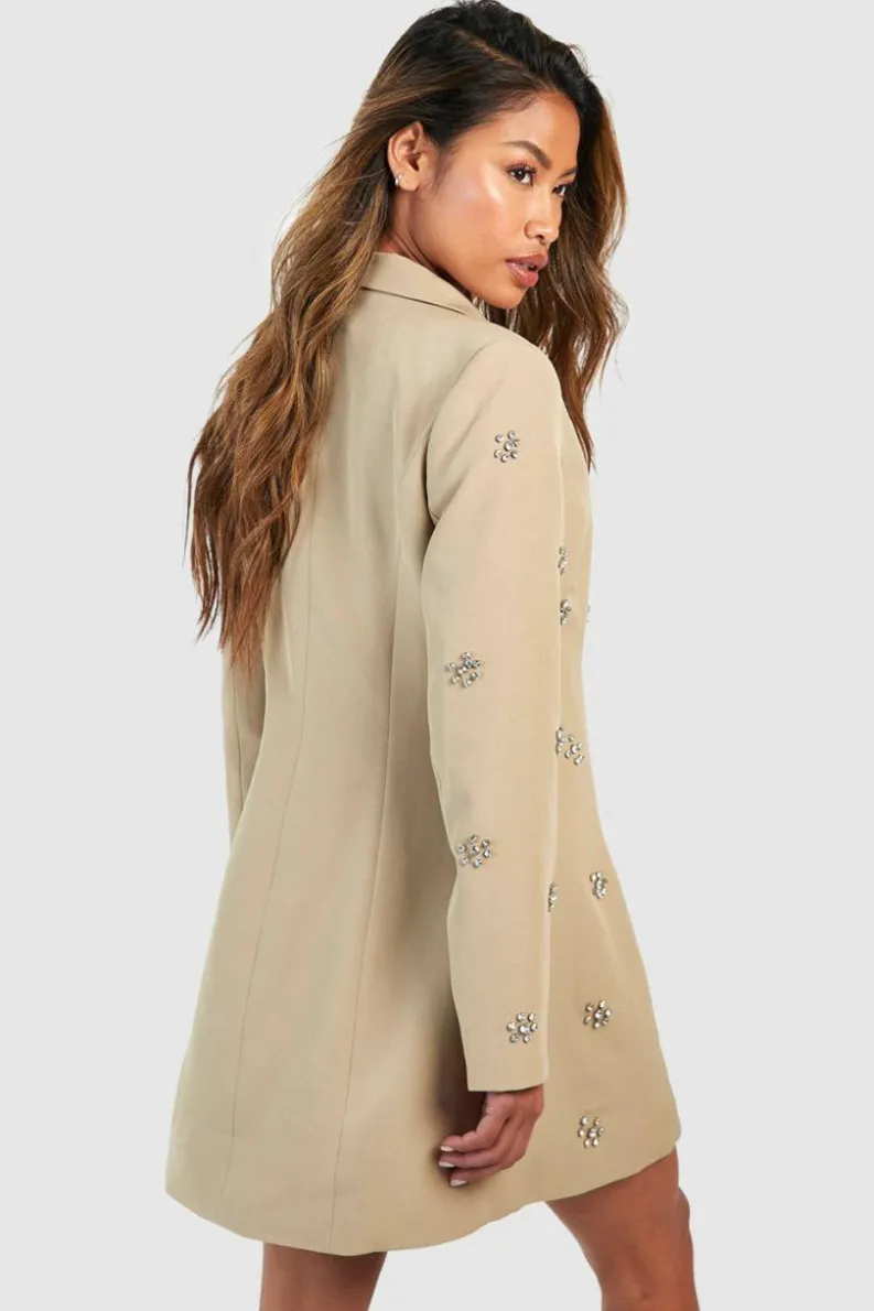Blazer Dresses*boohoo Daisy Crystal Embellished Tailored Blazer Dress stone