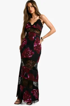 Maxi Dresses|Dresses*boohoo Dark Floral Lace Maxi Dress black