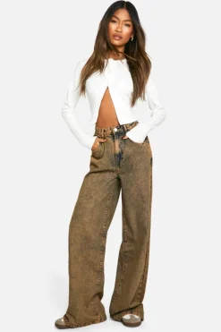 Up To 80% Off Winter Warmers|Jeans*boohoo wash Straight Leg Jean dark sand