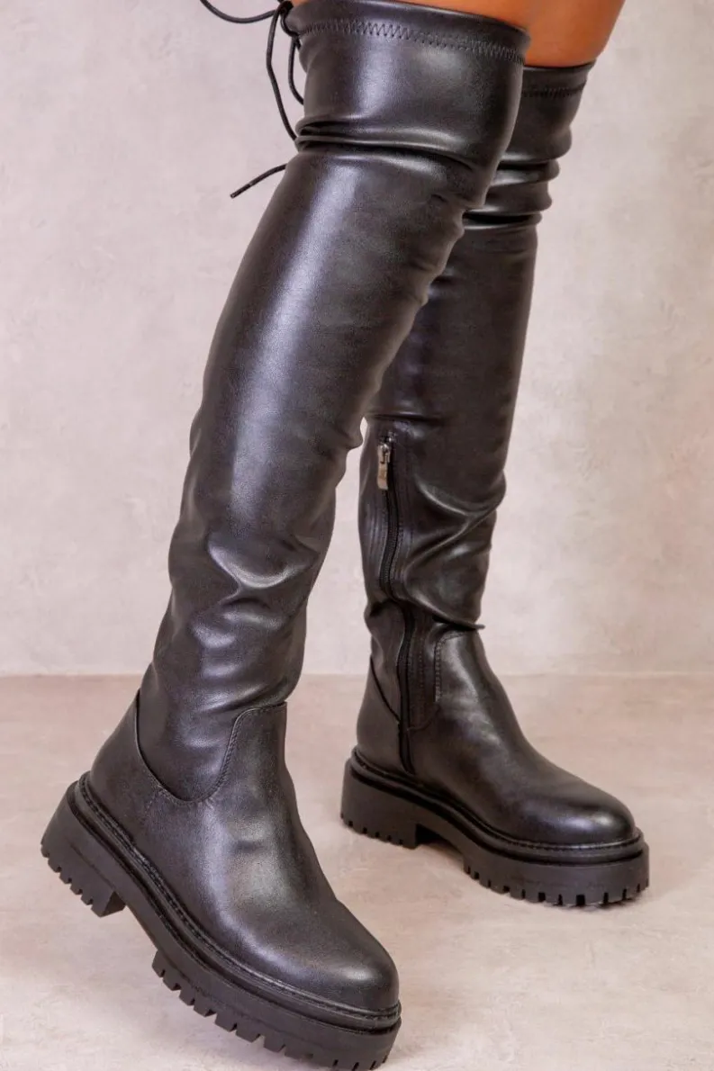 Chunky Boots|All Boots*Where's That From Dawn' Chunky Over The Knee Boots Black