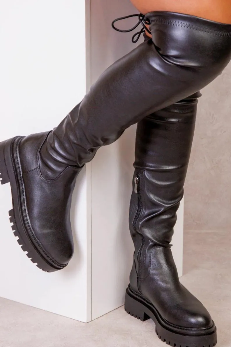 Chunky Boots|All Boots*Where's That From Dawn' Chunky Over The Knee Boots Black
