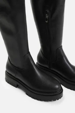 Chunky Boots|All Boots*Where's That From Dawn' Stretch Wide Calf Chunky Over The Knee Boot With Lace Detail Black