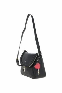 Shoulder Bags*Ashwood Leather Dazzling Flap Over Real Leather Shoulder Bag Black