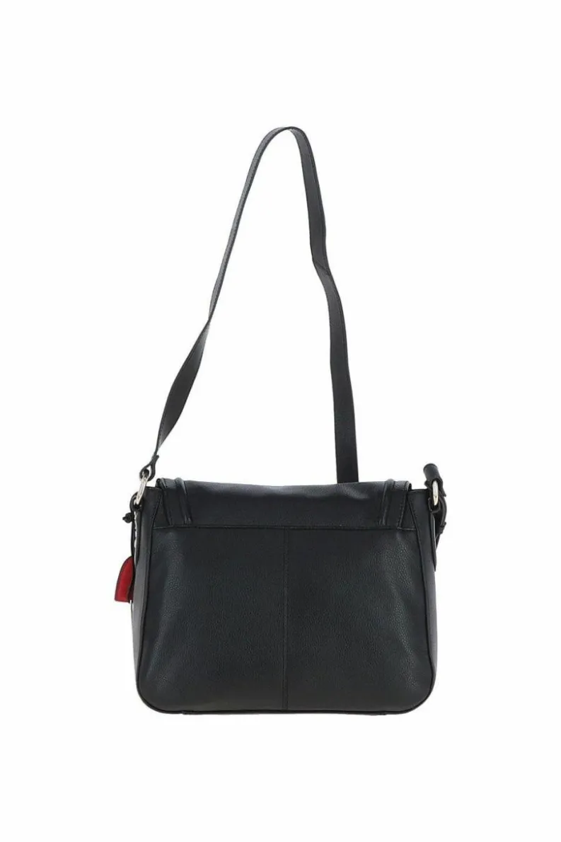 Shoulder Bags*Ashwood Leather Dazzling Flap Over Real Leather Shoulder Bag Black
