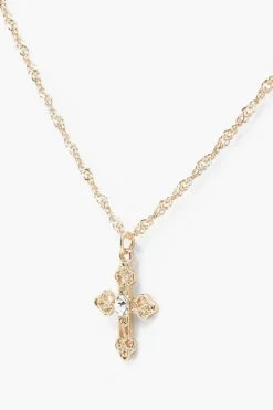 Necklaces*boohoo Delicate Cross Choker Necklace gold