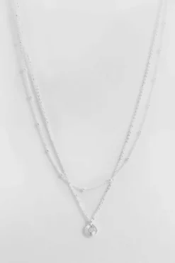 Necklaces*boohoo Delicate Double Layered Pendant Necklace silver