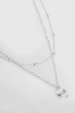 Necklaces*boohoo Delicate Double Layered Pendant Necklace silver