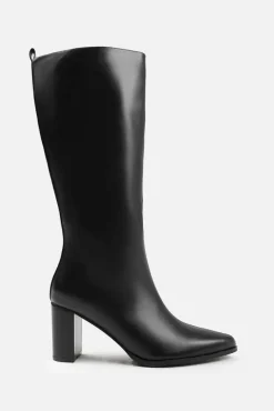 Heeled Boots|All Boots*Where's That From Delta' Wide Calf Block Heel Knee High Boots With Side Zip True Black