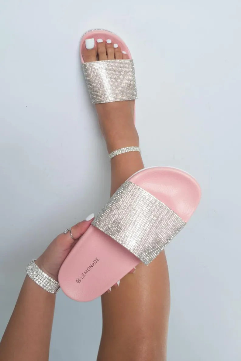 Sandals*Love Lemonade Deluxe Dazzle Sliders Baby Pink
