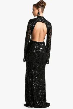 Maxi Dresses|Long Sleeve Dresses*boohoo Demask Open Back Maxi Dress black