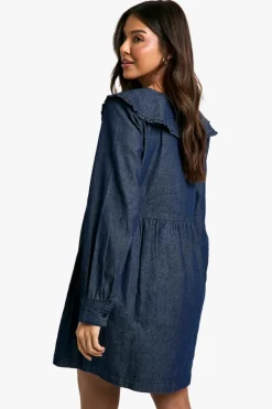 Smock Dresses|Mini Dresses*boohoo Collar Smock Dress denim