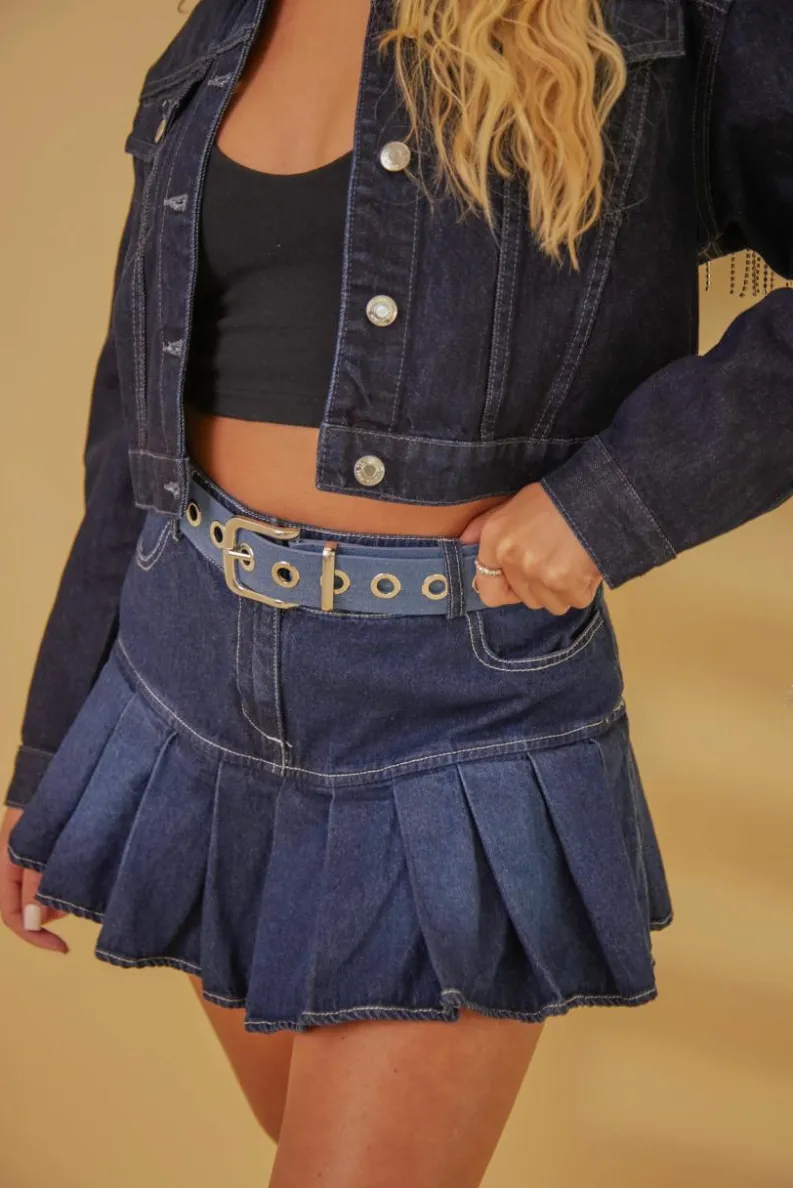 Belts*My Accessories London Denim Eyelet Belt Blue