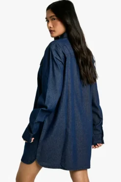 Shirt Dresses|Denim*boohoo Denim Oversized Shirt Dress indigo