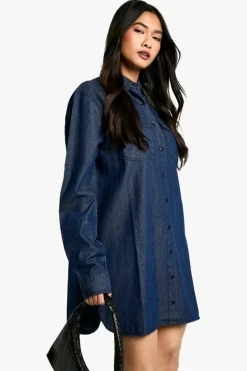 Shirt Dresses|Denim*boohoo Denim Oversized Shirt Dress indigo