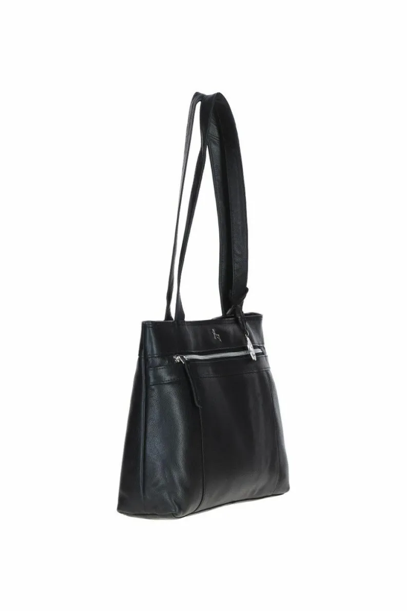 Shoulder Bags|Handbags*Ashwood Leather Derry' Classic Real Leather Zipped Shoulder Bag Black