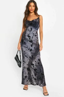 Cami Dresses|Maxi Dresses*boohoo Devore Cami Slip Maxi Dress black