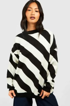 Oversized Jumpers*boohoo Diagonal Stripe Jumper black
