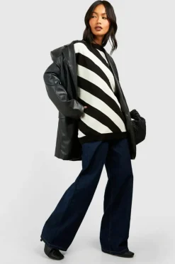 Oversized Jumpers*boohoo Diagonal Stripe Jumper black
