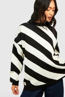 Oversized Jumpers*boohoo Diagonal Stripe Jumper black