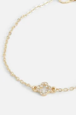 Bracelets*boohoo Diamante Clover Bracelet gold
