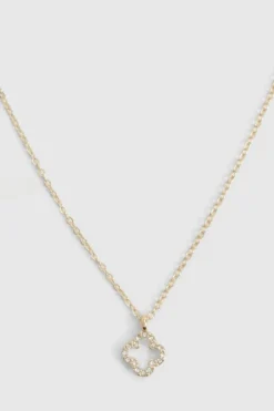 Necklaces*boohoo Diamante Clover Necklace gold