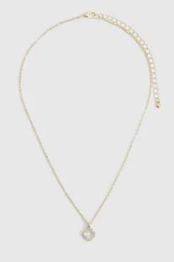 Necklaces*boohoo Diamante Clover Necklace gold