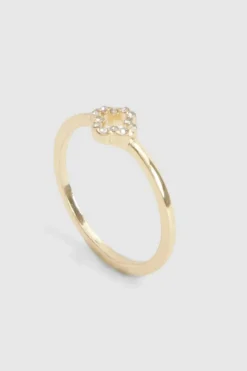 Rings*boohoo Diamante Clover Ring gold