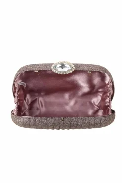 Clutch Bags*Kitise Diamante Crystal Clasp Pleated Shell Clutch Evening Bag Gold