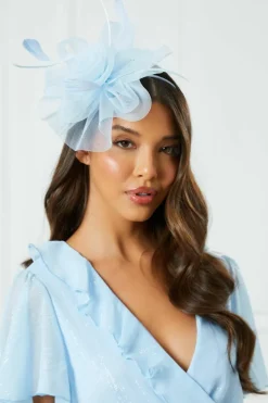 Hair Accessories*Quiz Diamante Flower Headband Fascinator Light Blue