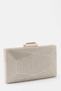 Handbags|Clutch Bags*Quiz Diamante Geometric Box Bag Silver