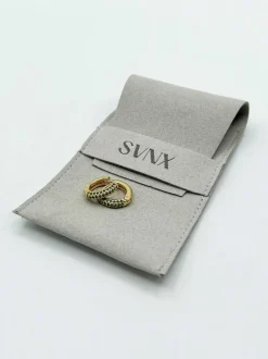 Earrings*SVNX Diamante Huggie Hoop Earring in and Green Gold